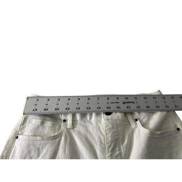 LOFT The Boot Crop Womens 8P White Pants Black Embroidered Hem High Rise Petite - Picture 5 of 10